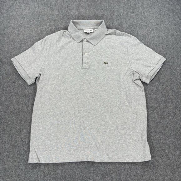 Lacoste Polo Shirt Men's 6 (Measures XL) Short Sleeve Regular Fit Heathered Grey - Picture 1 of 8